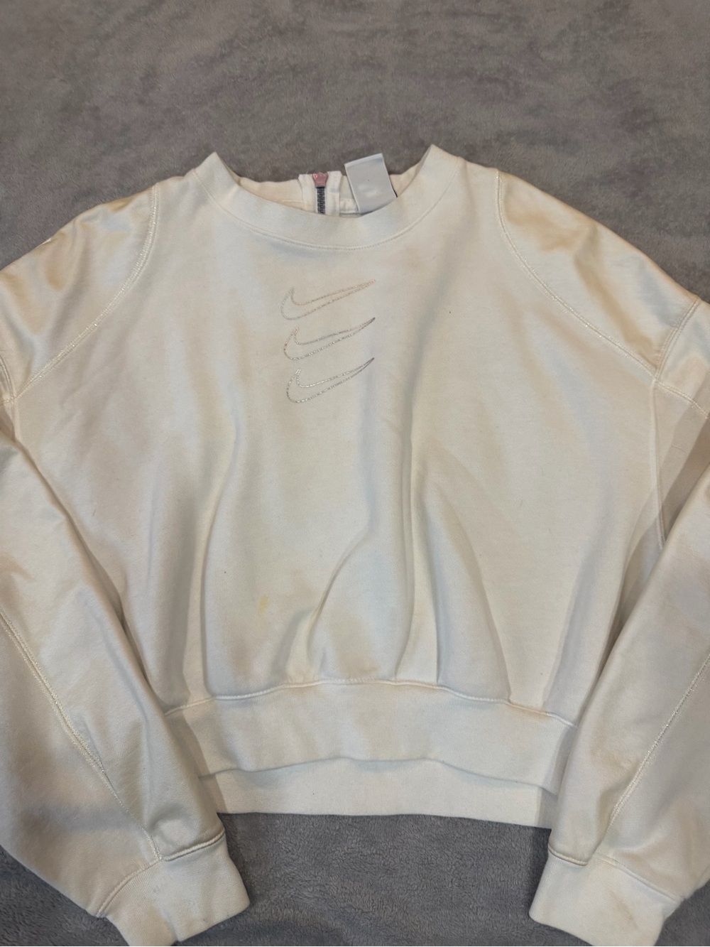 Nike Women's Off-White Cropped Crewneck Sweatshirt